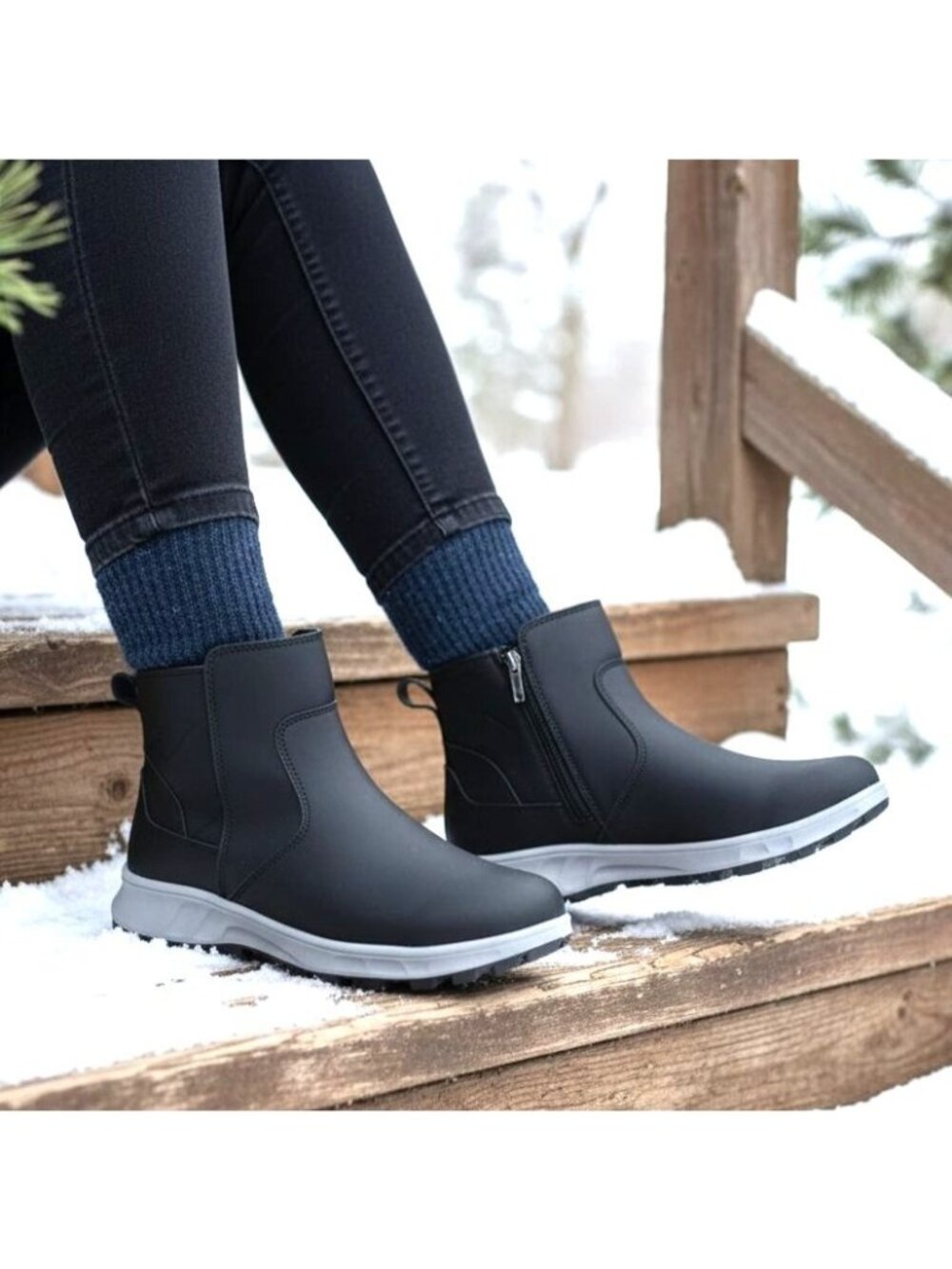Khombu 7 Dusk All Weather Boot Faux Leather Zip-up Outdoor Fur Lined Winter Shoe